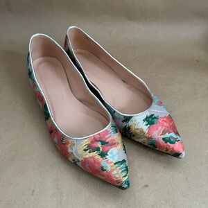 J.Crew Moroccan Floral Brocade Leather Pointy-toe Flats. Size 8.5